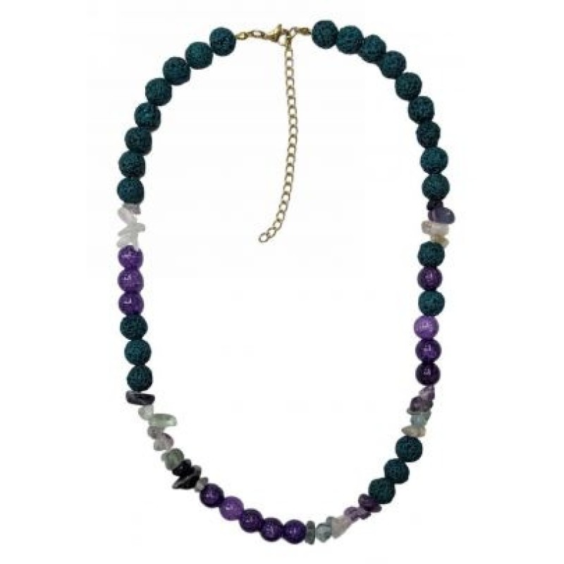 Kostibas 1014-923PJ, Κολιέ, Πέτρα, Λάβα, Πράσινο