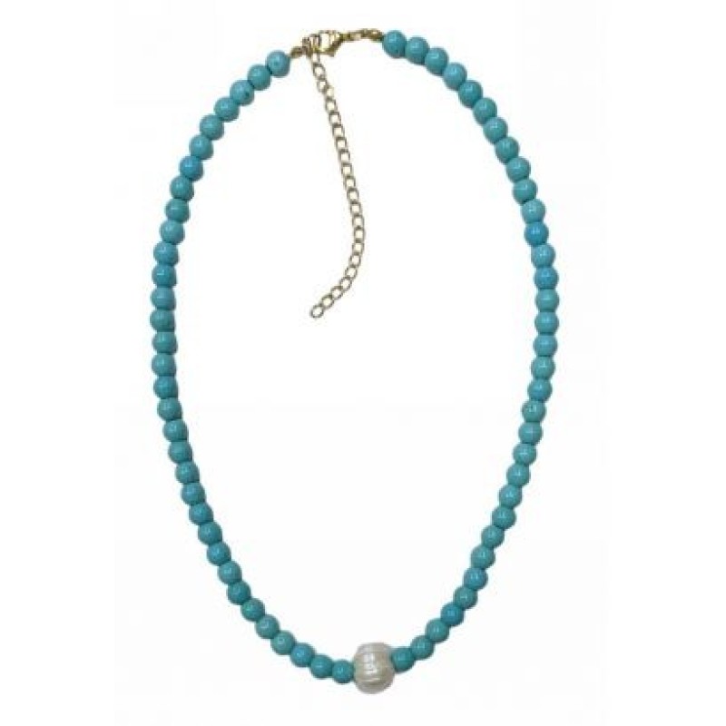 Kostibas 1014-924DL, Κολιέ, Πέτρα, Λάβα, Τυρκουάζ