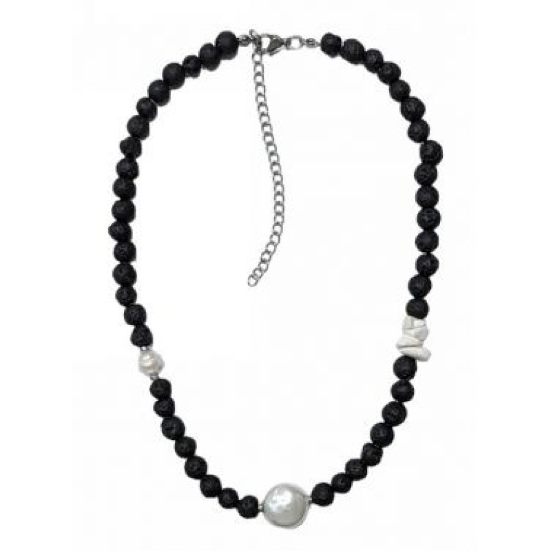 Kostibas 1014-932AL, Κολιέ, Πέτρα, Λάβα, Μαύρο