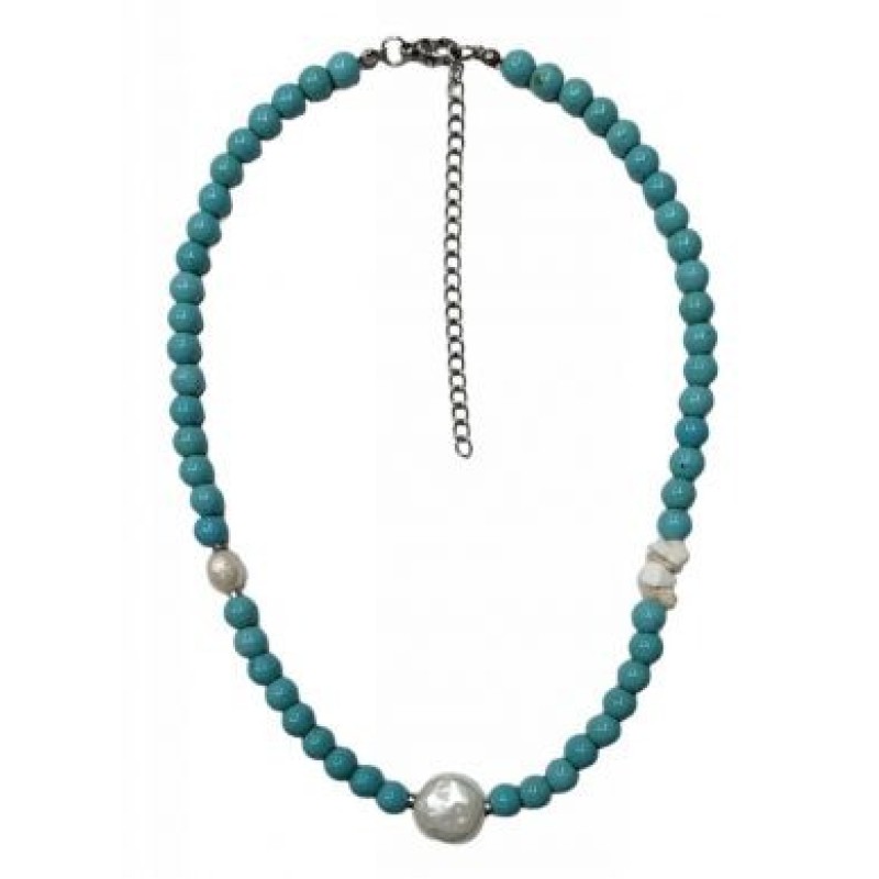 Kostibas 1014-932DL, Κολιέ, Πέτρα, Λάβα, Τυρκουάζ