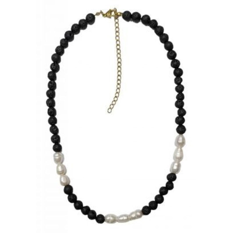 Kostibas 1014-933AL, Κολιέ, Πέτρα, Λάβα, Μαύρο