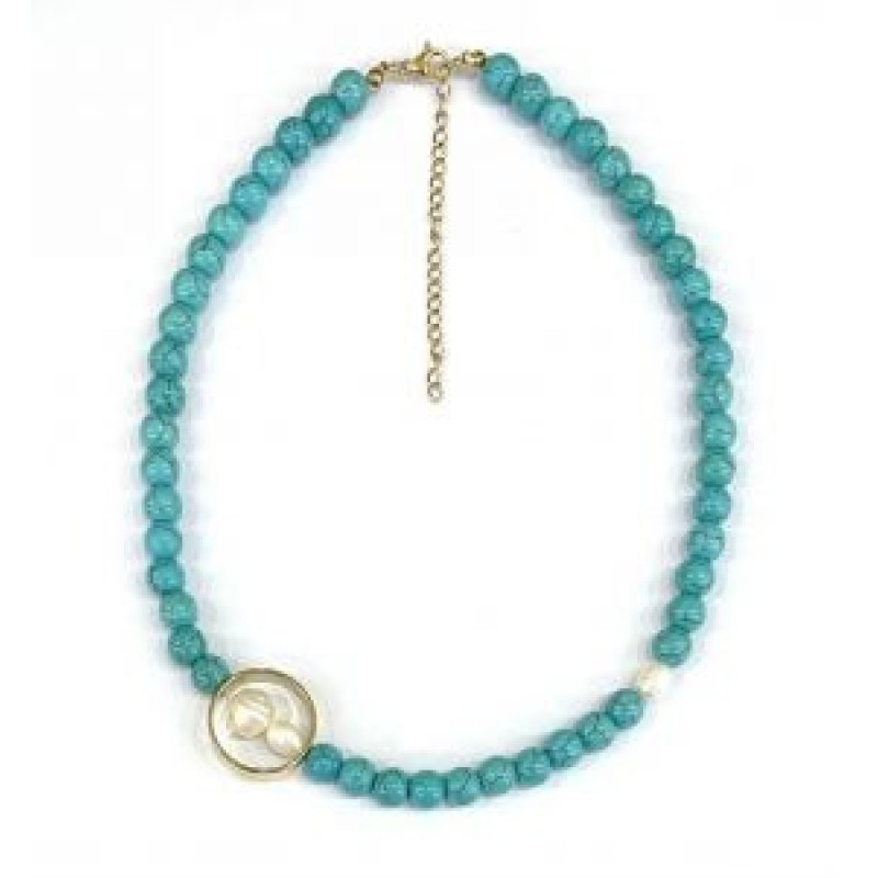 Kostibas 1014-922DL, Κολιέ, Πέτρα, Λάβα, Τυρκουάζ