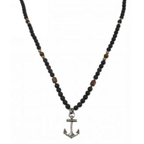 Kostibas 1050-603A, Κολιέ, Λάβα, Με Μοτίφ ʼγκυρα, Μαύρο