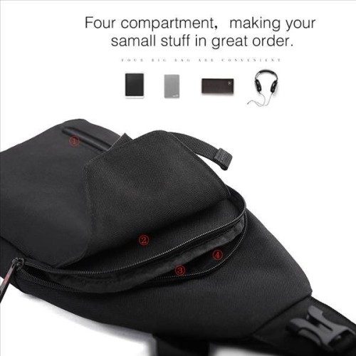 Tigernu T-S8027B, Σακίδιο Crossbody, Ύφασμα, Μαύρο