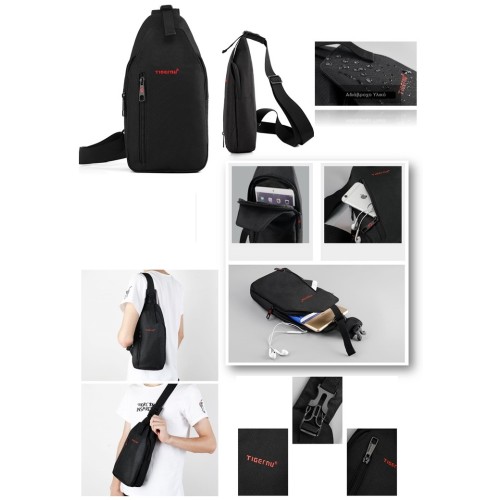 Tigernu T-S8027B, Σακίδιο Crossbody, Ύφασμα, Μαύρο