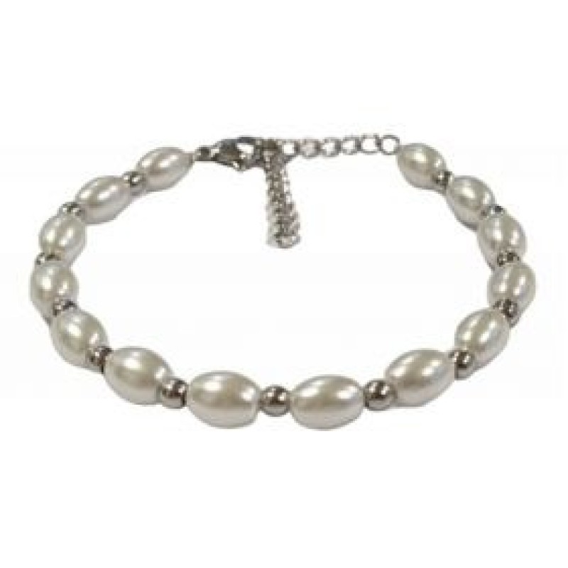 Kostibas 11513-708A6, Βραχιόλι, Ατσάλι, Με Πέρλα, Ασημί