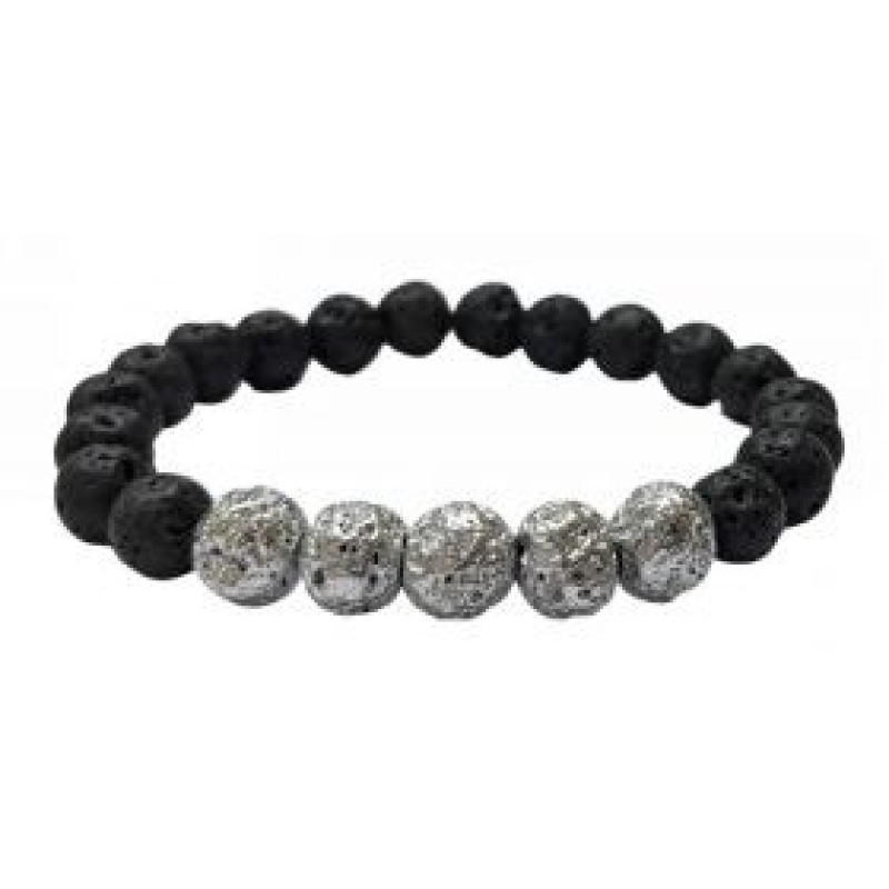 Kostibas 1514-692MA, Βραχιόλι, Πέτρα, Λάβα, Ασημί
