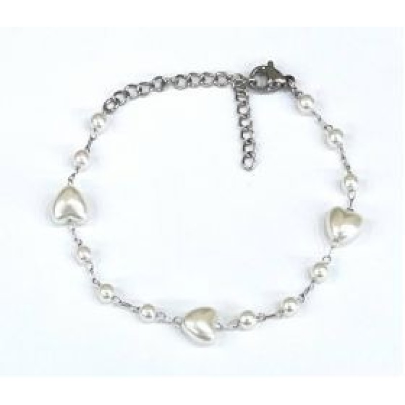 Kostibas 1513-712A, Βραχιόλι, Ατσάλι, Πέρλα, Ασημί