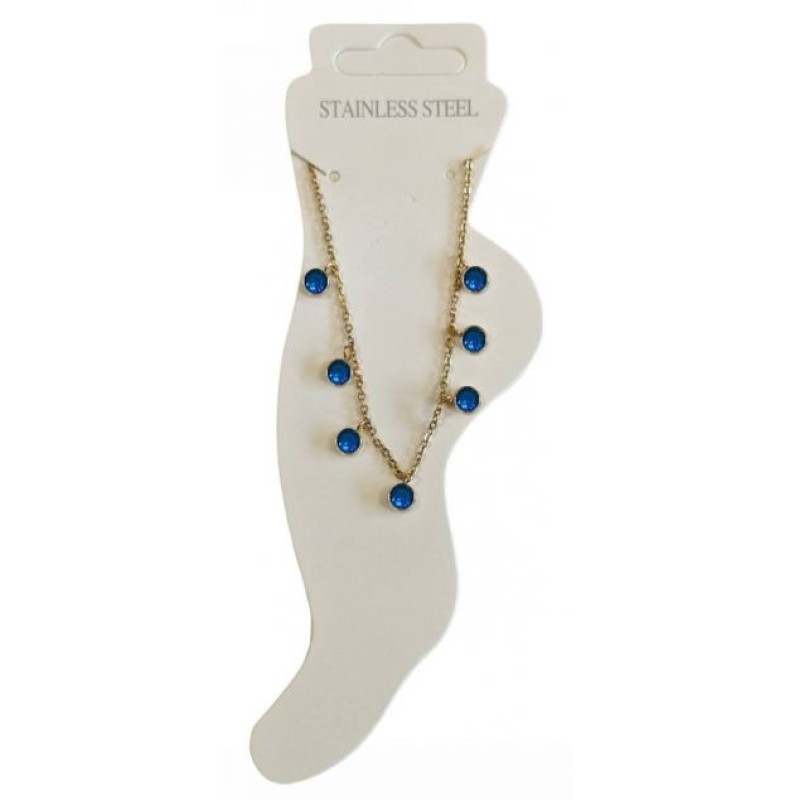 Kostibas 2013-785XB, Βραχιόλι Ποδιού, Ατσάλι, Χρυσό/Μπλε