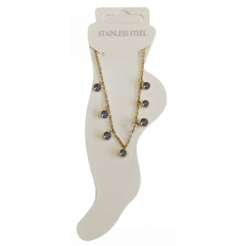 Kostibas 2013-785XJ, Βραχιόλι Ποδιού, Ατσάλι, Χρυσό/Μωβ