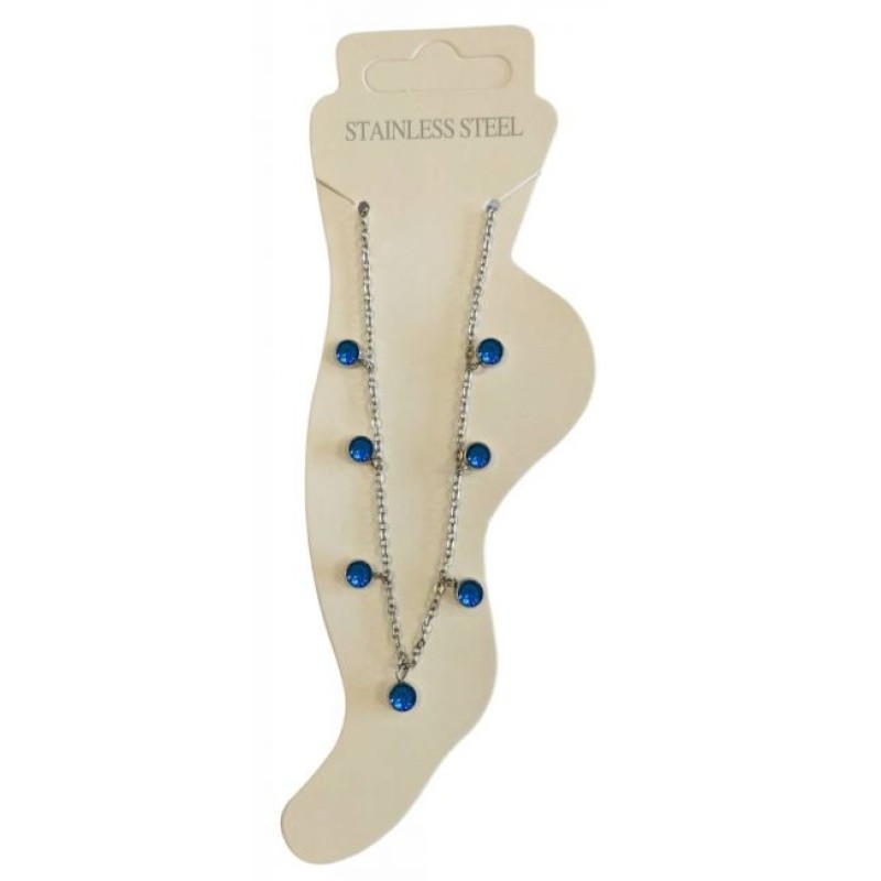 Kostibas 2013-785AB, Βραχιόλι Ποδιού, Ατσάλι, Ασημί/Μπλε