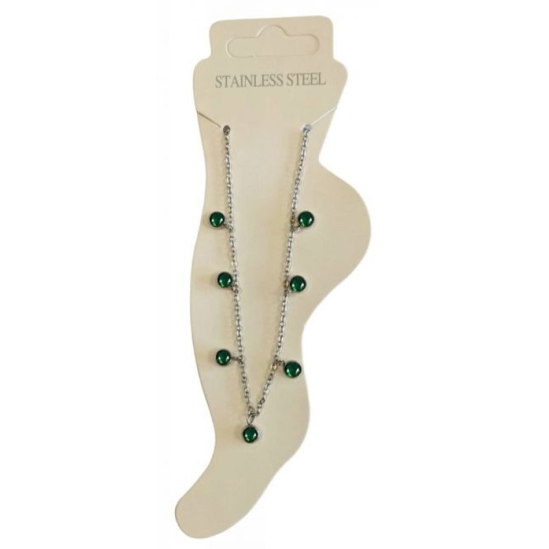 Kostibas 2013-785AP, Βραχιόλι Ποδιού, Ατσάλι, Ασημί/Πράσινο