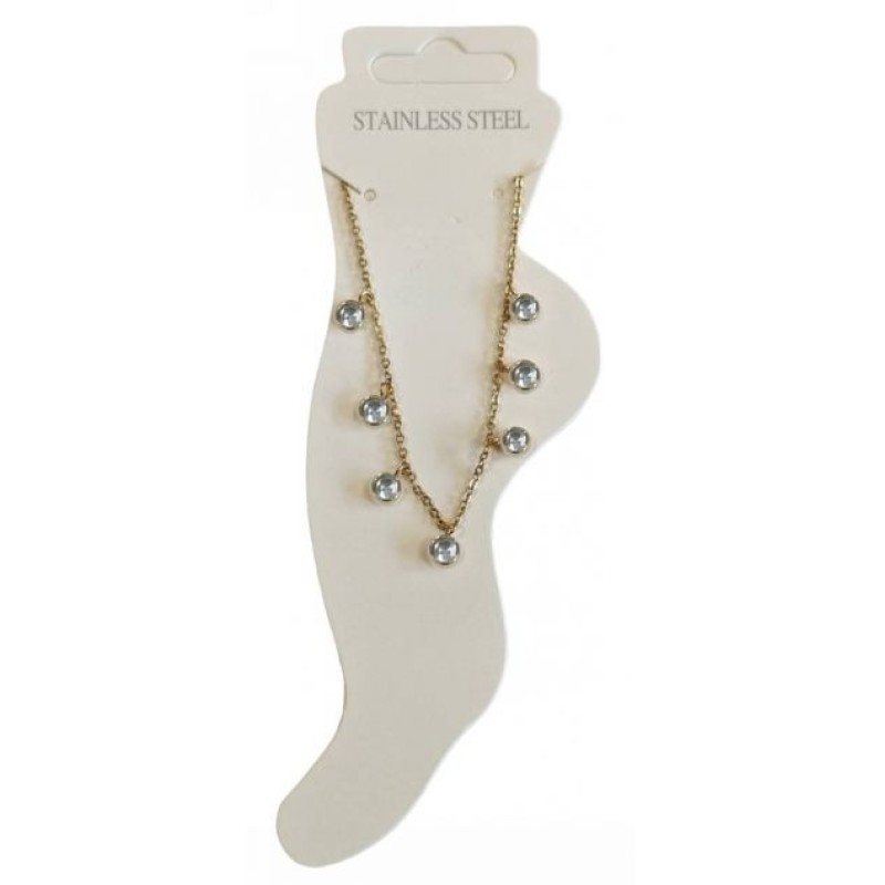 Kostibas 2013-785XL, Βραχιόλι Ποδιού, Ατσάλι, Χρυσό/Λευκό