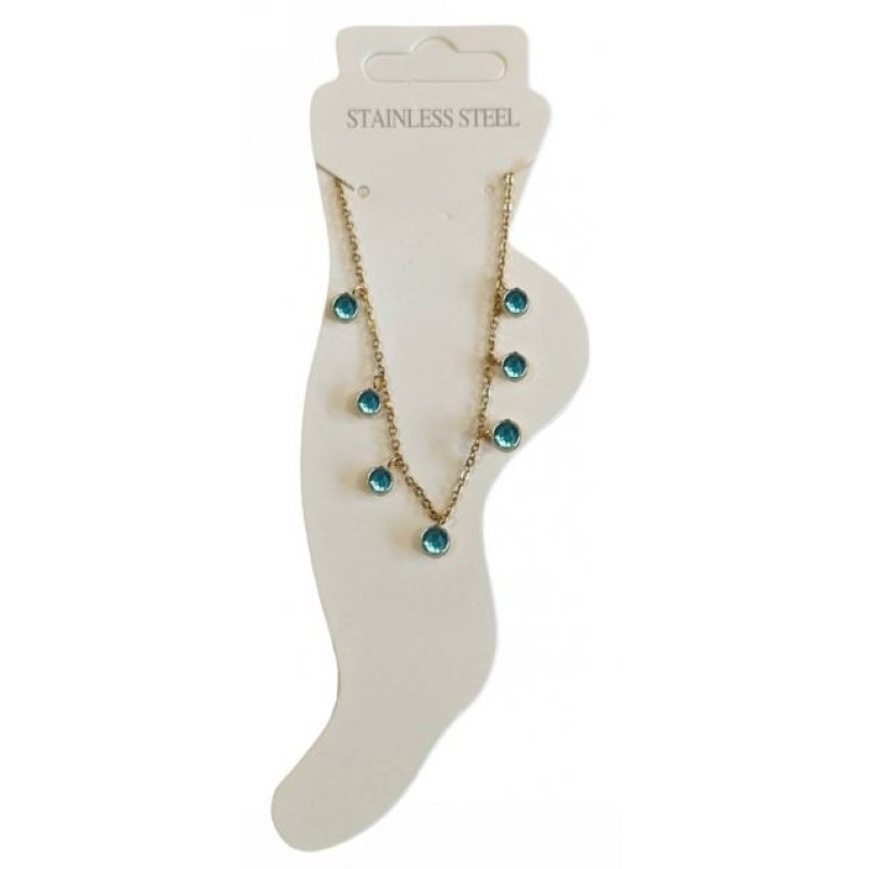 Kostibas 2013-785XN, Βραχιόλι Ποδιού, Ατσάλι, Χρυσό/Πετρόλ