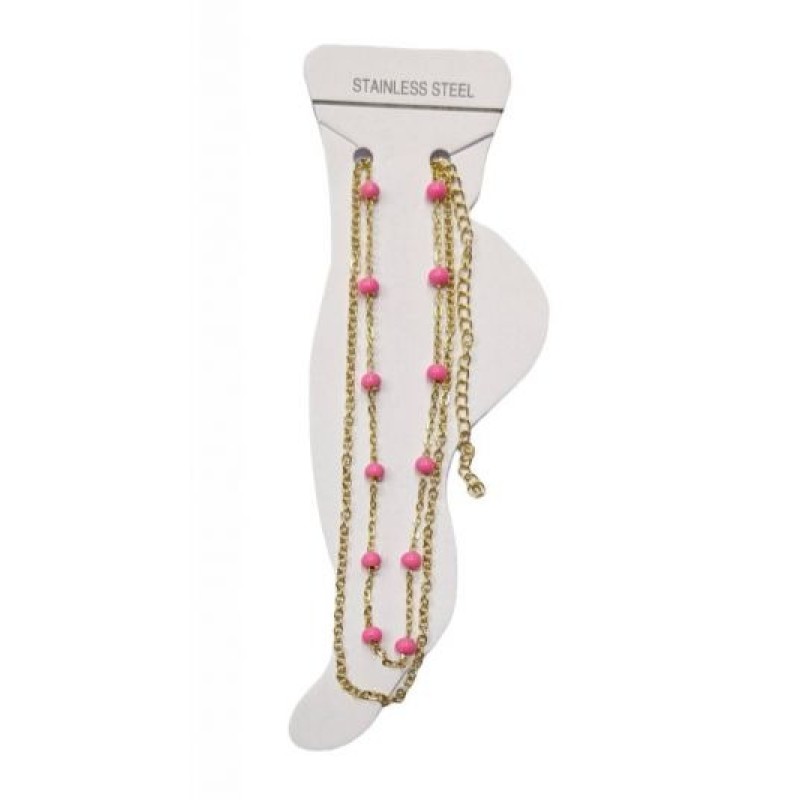 Kostibas 2013-922XF, Βραχιόλι Ποδιού, Ατσάλι, Χρυσό/Φούξια