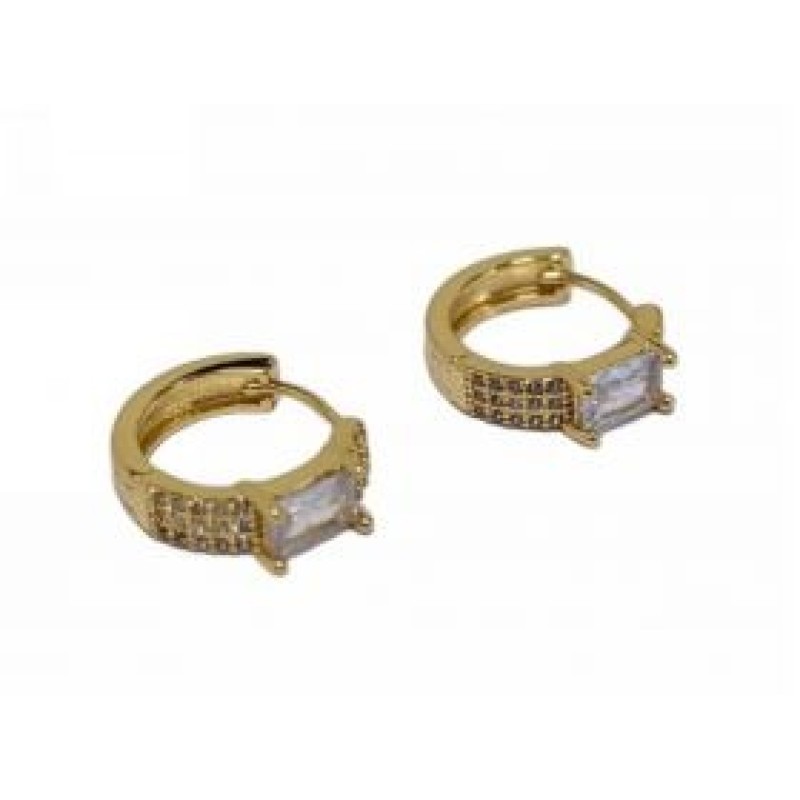Kostibas 3012-95002, Σκουλαρίκια κρίκοι, Με Στρας, Μεταλλικό, Χρυσό