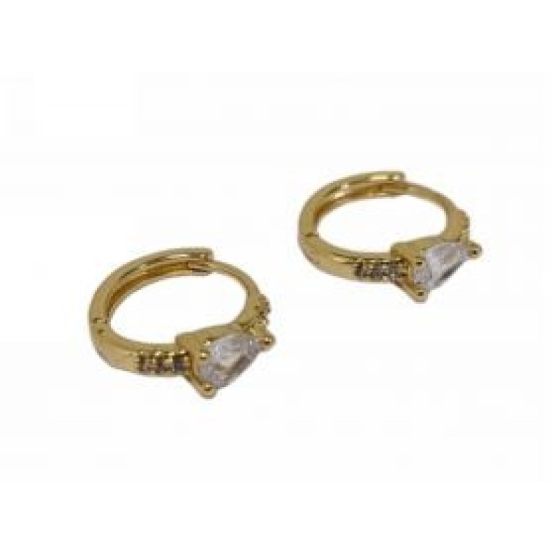 Kostibas 3012-95003, Σκουλαρίκια κρίκοι, Με Στρας, Μεταλλικό, Χρυσό