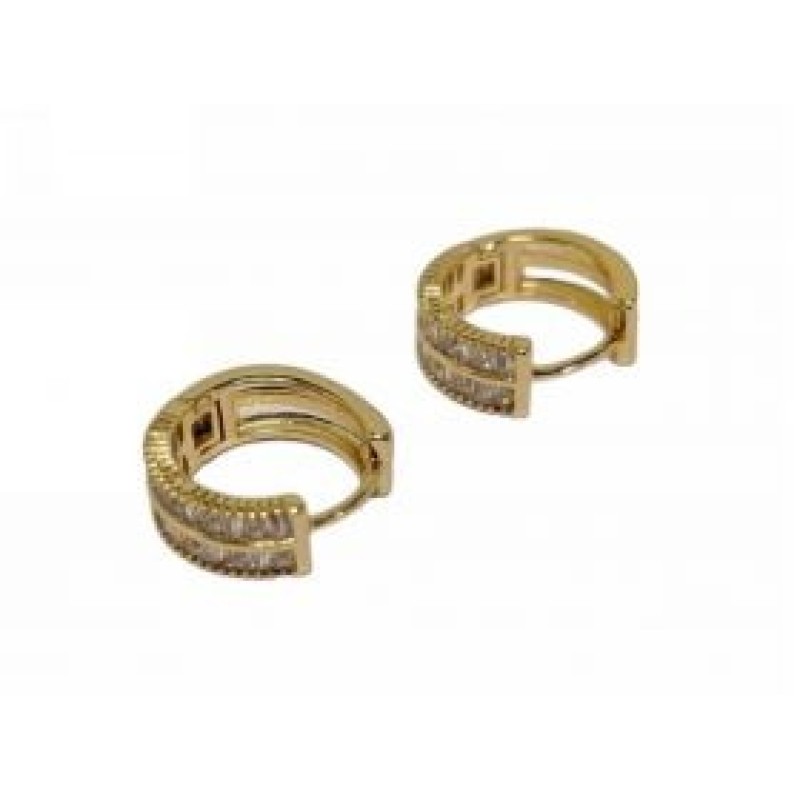 Kostibas 3012-95005, Σκουλαρίκια κρίκοι, Με Στρας, Μεταλλικό, Χρυσό