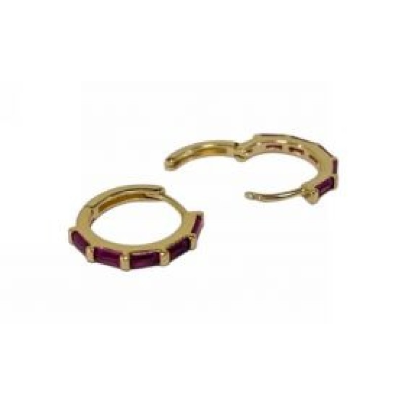 Kostibas 3012-951XF, Σκουλαρίκια κρίκοι, Με Στρας, Μεταλλικό, Φούξια