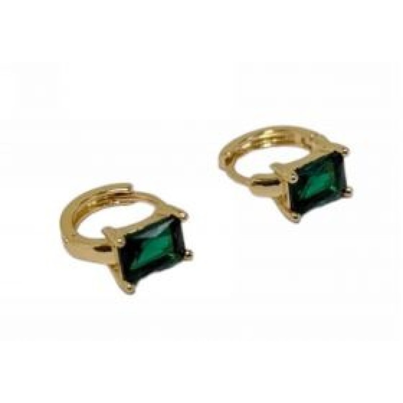 Kostibas 3012-952XP, Σκουλαρίκια κρίκοι, Με Στρας, Μεταλλικό, Πράσινο