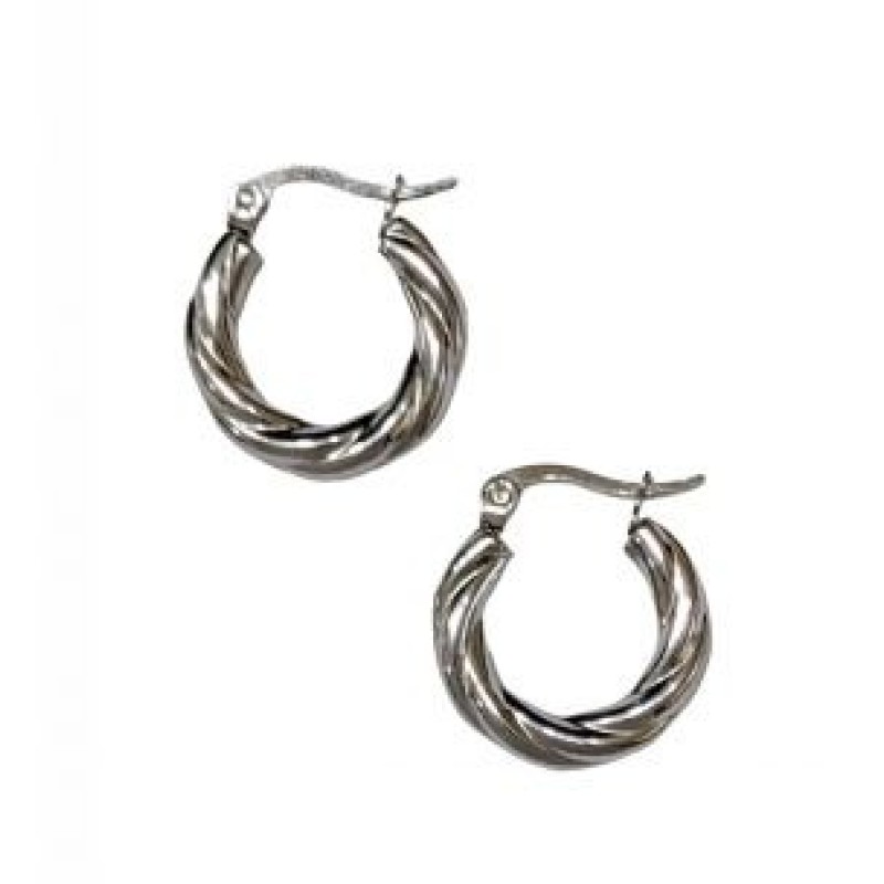 Kostibas 3113-847A, Σκουλαρίκια κρίκοι, Ατσάλι, Ασημί