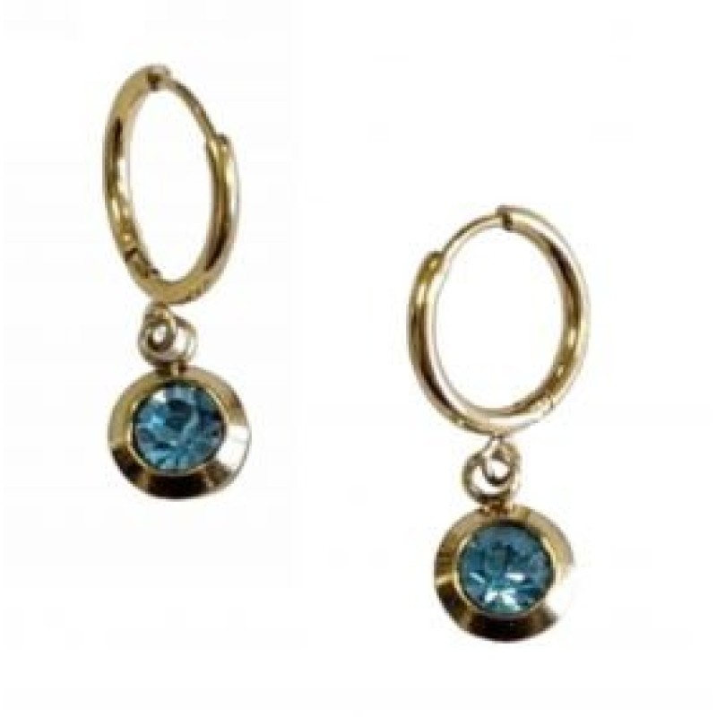 Kostibas 3113-715XT, Σκουλαρίκια κρίκοι, Με Μοτίφ, Ατσάλι, Χρυσό/Τυρκουάζ