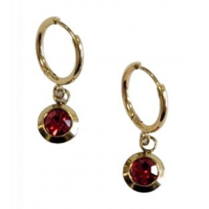 Kostibas 3113-715XU, Σκουλαρίκια κρίκοι, Με Μοτίφ, Ατσάλι, Χρυσό/Κόκκινο