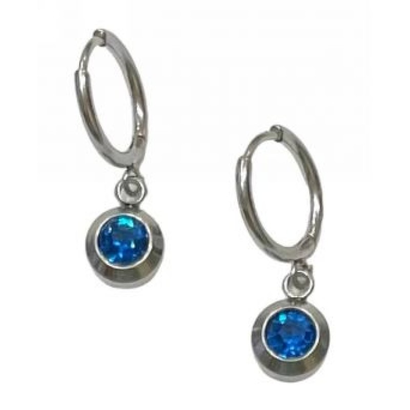 Kostibas 3113-715AB, Σκουλαρίκια κρίκοι, Με Μοτίφ, Ατσάλι, Ασημί/Μπλε
