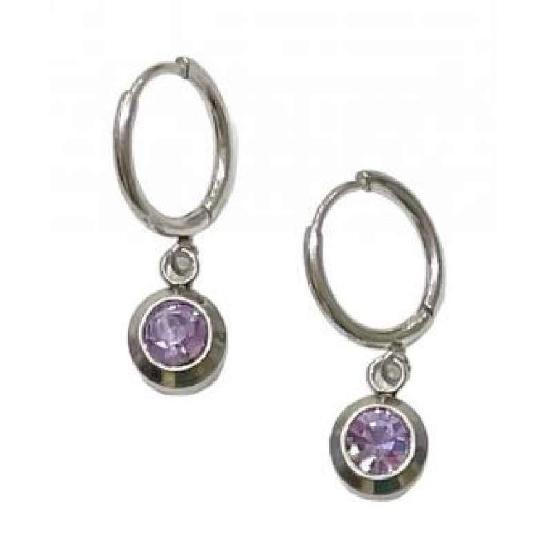 Kostibas 3113-715AJ, Σκουλαρίκια κρίκοι, Με Μοτίφ, Ατσάλι, Ασημί/Μωβ