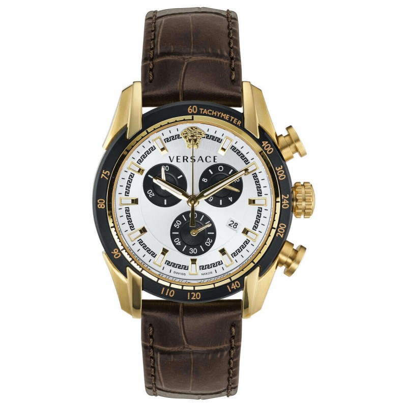 Versace VE2100221, Stainless Steel, Δέρμα, TE, Καφέ