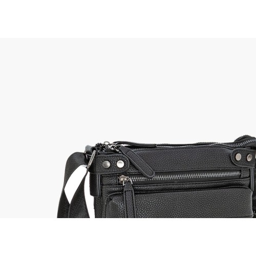 Bartuggi 718-2208-2, Τσάντα Ταχυδρόμου, Δέρμα, Μαύρο