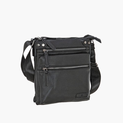 Bartuggi 718-2208-2, Τσάντα Ταχυδρόμου, Δέρμα, Μαύρο