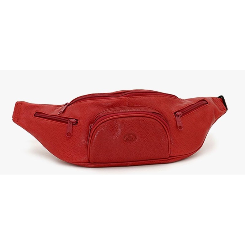 Euroline 600-8021, Τσαντάκι Μέσης, Δέρμα, Κόκκινο