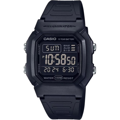 Casio W-800H-1B,Καουτσούκ, Μαύρο