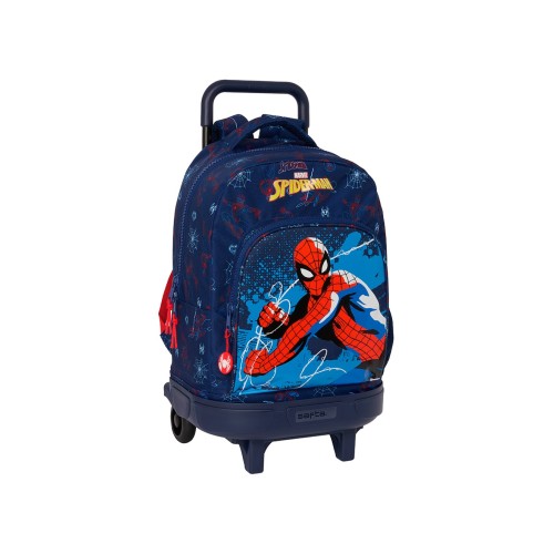 Safta 612443918 SpiderMan Neon, Τροχήλατη Σχολική Τσάντα, Ύφασμα, Μπλε
