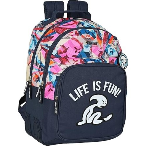 Safta 612207773 Life Is Fun, Σχολικό Σακίδιο, Ύφασμα, Πολύχρωμο
