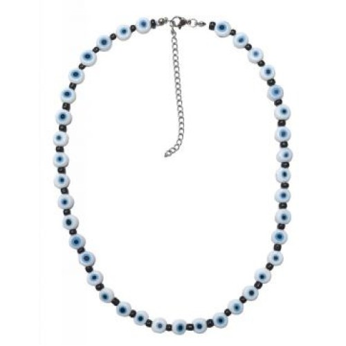 Kostibas 1050-891LM, Κολιέ Ανδρικό, Με Μοτίφ Μάτι, Λευκό/Μπλε
