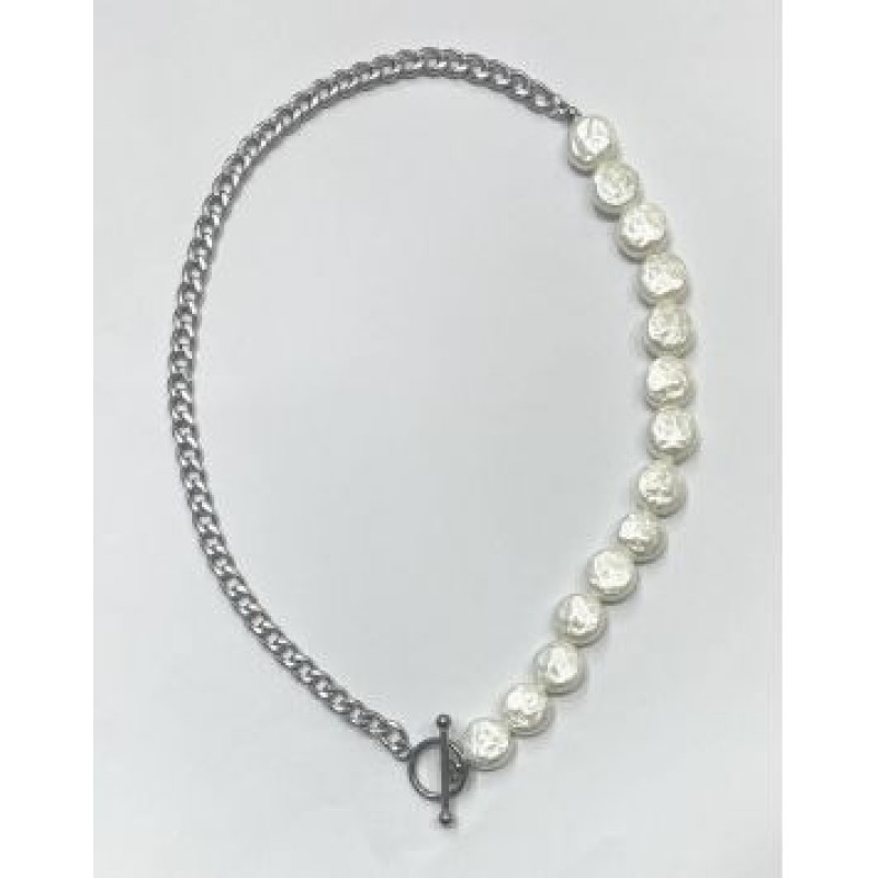 Kostibas 1013-919AL, Κολιέ, Ατσάλι, Μοτίφ Κοχύλι, Λευκό