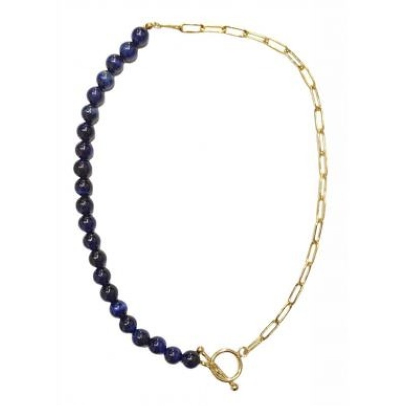 Kostibas 1013-776XB, Κολιέ, Ατσάλι, Πέτρα, Μπλε