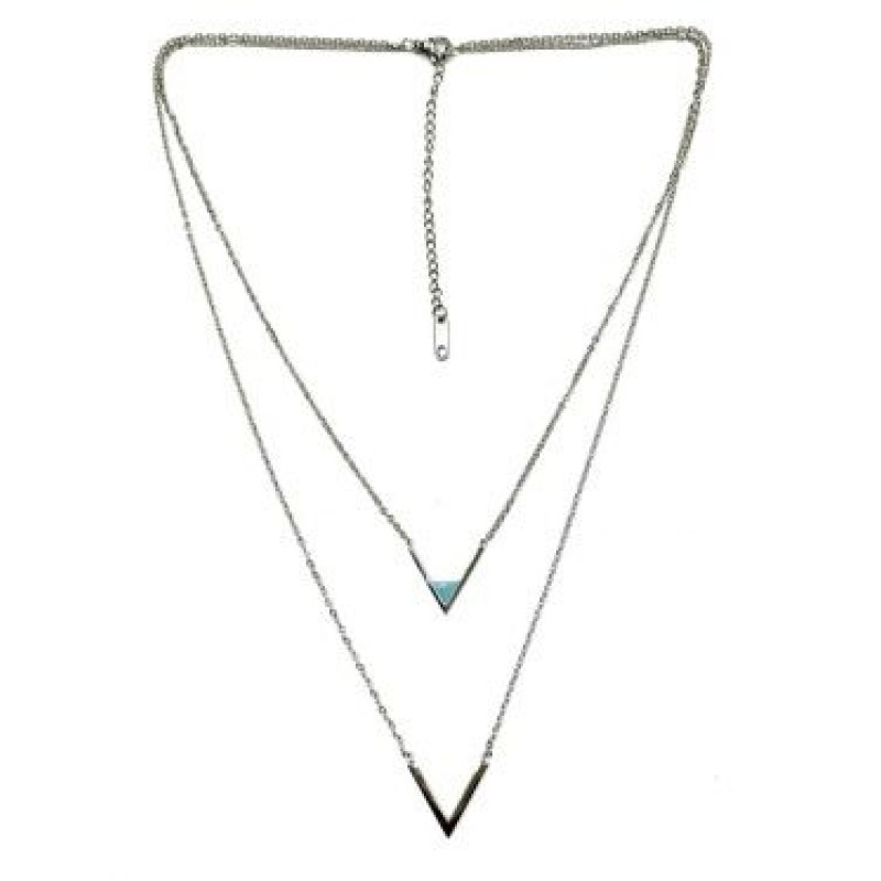 Kostibas 1013-890AB, Κολιέ, Ατσάλι, Μοτίφ, Ασημί/Μπλε