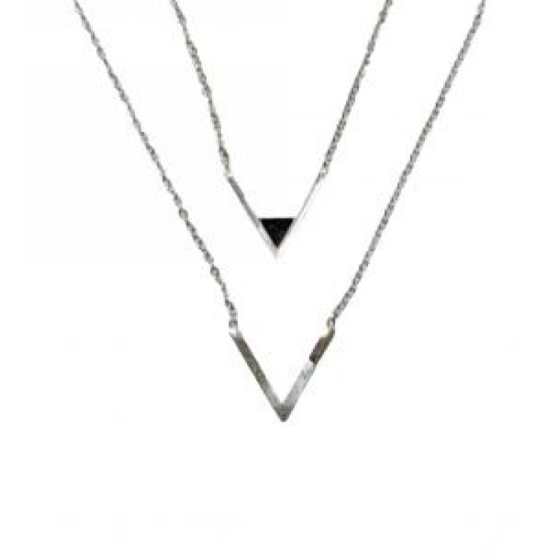 Kostibas 1013-890AM, Κολιέ, Ατσάλι, Μοτίφ, Ασημί/Μαύρο