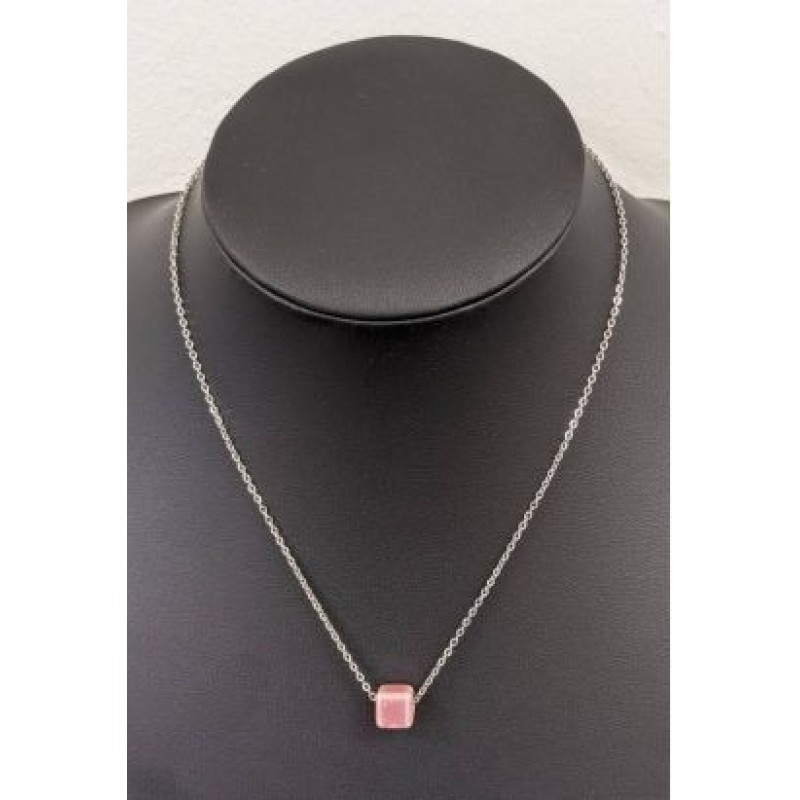 Kostibas 1013-866AR, Κολιέ, Ατσάλι, Ασημί/Ροζ