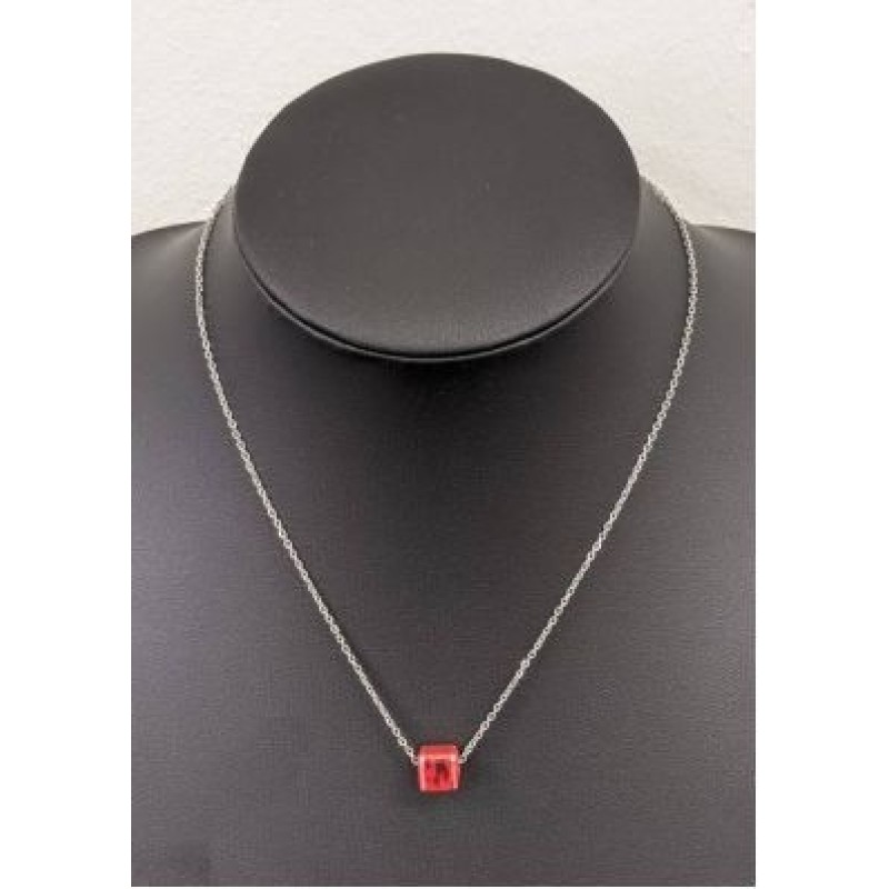 Kostibas 1013-866AU, Κολιέ, Ατσάλι, Μοτίφ, Ασημί/Κόκκινο/Μαύρο