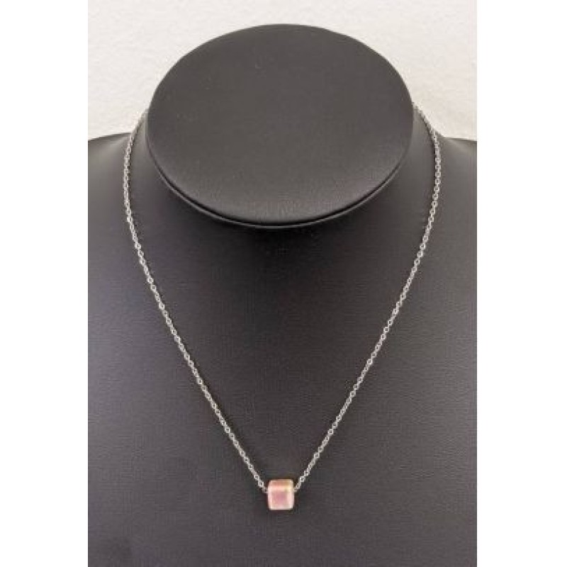 Kostibas 1013-866AW, Κολιέ, Ατσάλι, Μοτίφ, Ασημί/Ροζ/Πράσινο