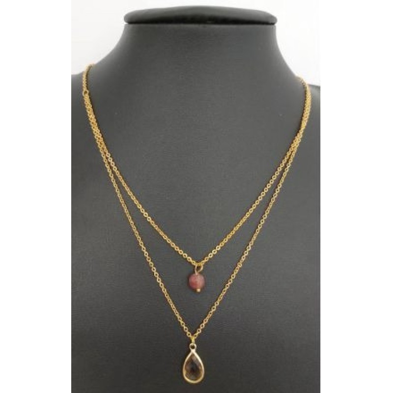 Kostibas 1013-963XK, Κολιέ, Ατσάλι, Μοτίφ, Χρυσό/Καφέ