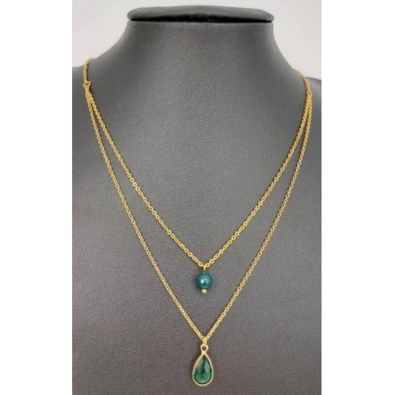 Kostibas 1013-963XP, Κολιέ, Ατσάλι, Μοτίφ, Χρυσό/Πράσινο