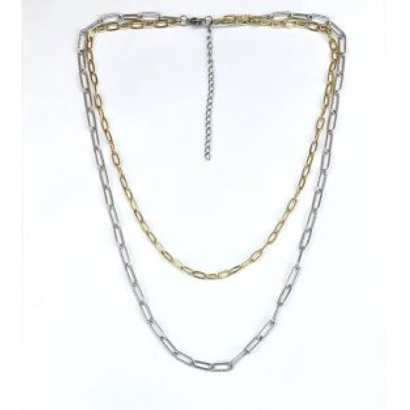 Kostibas 1013-882OA, Κολιέ, Ατσάλι, Ασημί/Χρυσό