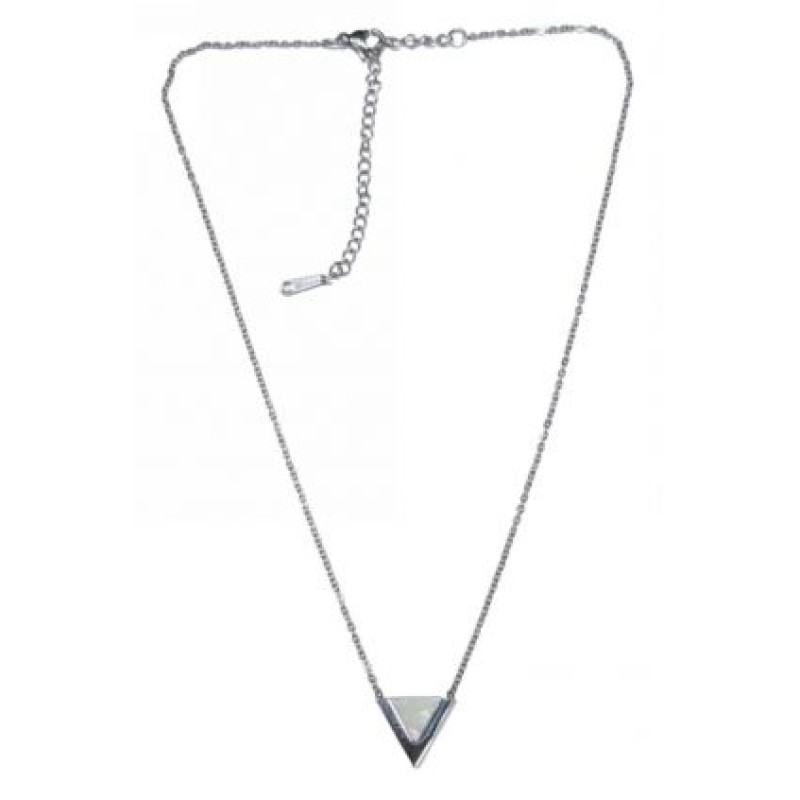 Kostibas 1013-791A1, Κολιέ, Ατσάλι, Μοτίφ, Ασημί/Λευκό