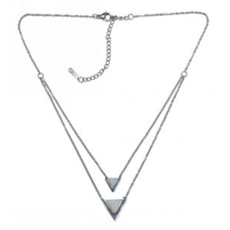 Kostibas 1013-791A2, Κολιέ, Ατσάλι, Μοτίφ, Ασημί/Λευκό