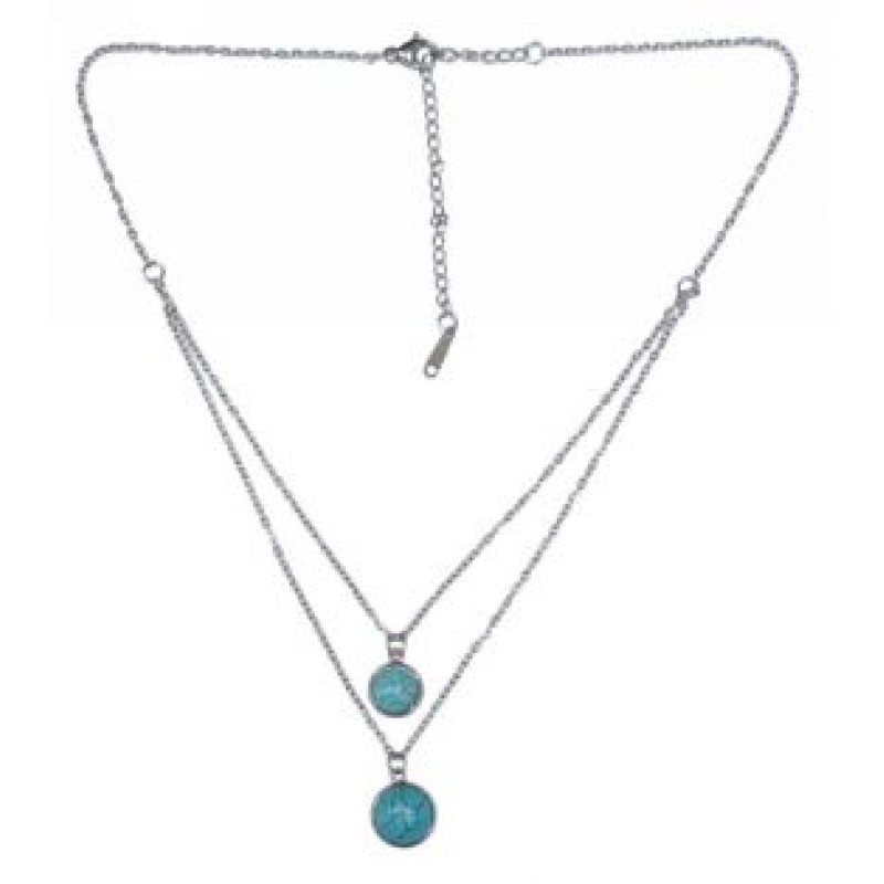 Kostibas 1013-756XL, Κολιέ, Ατσάλι, Μοτίφ, Ασημί/Τιρκουάζ